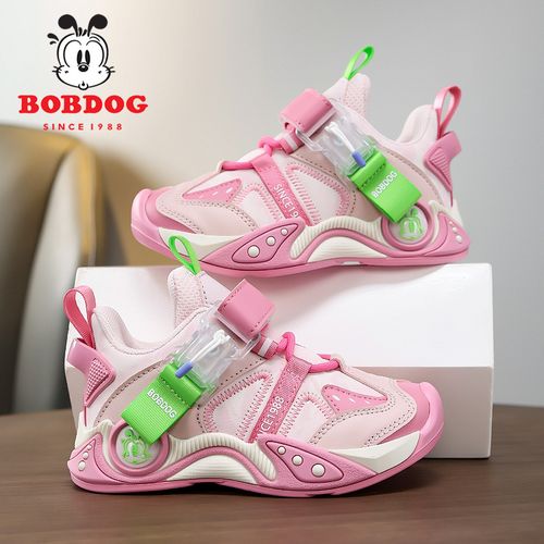巴布豆女童运动鞋皮面单鞋2026春秋新款防滑软底磁力扣休闲儿童鞋主图
