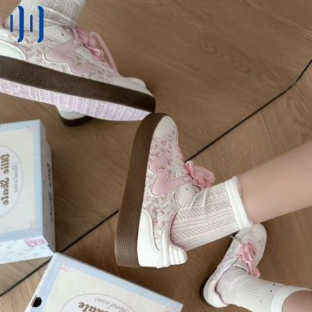 顽刻ollieskate小碎花生胶底校园风W复古休闲学生男女德训滑板鞋