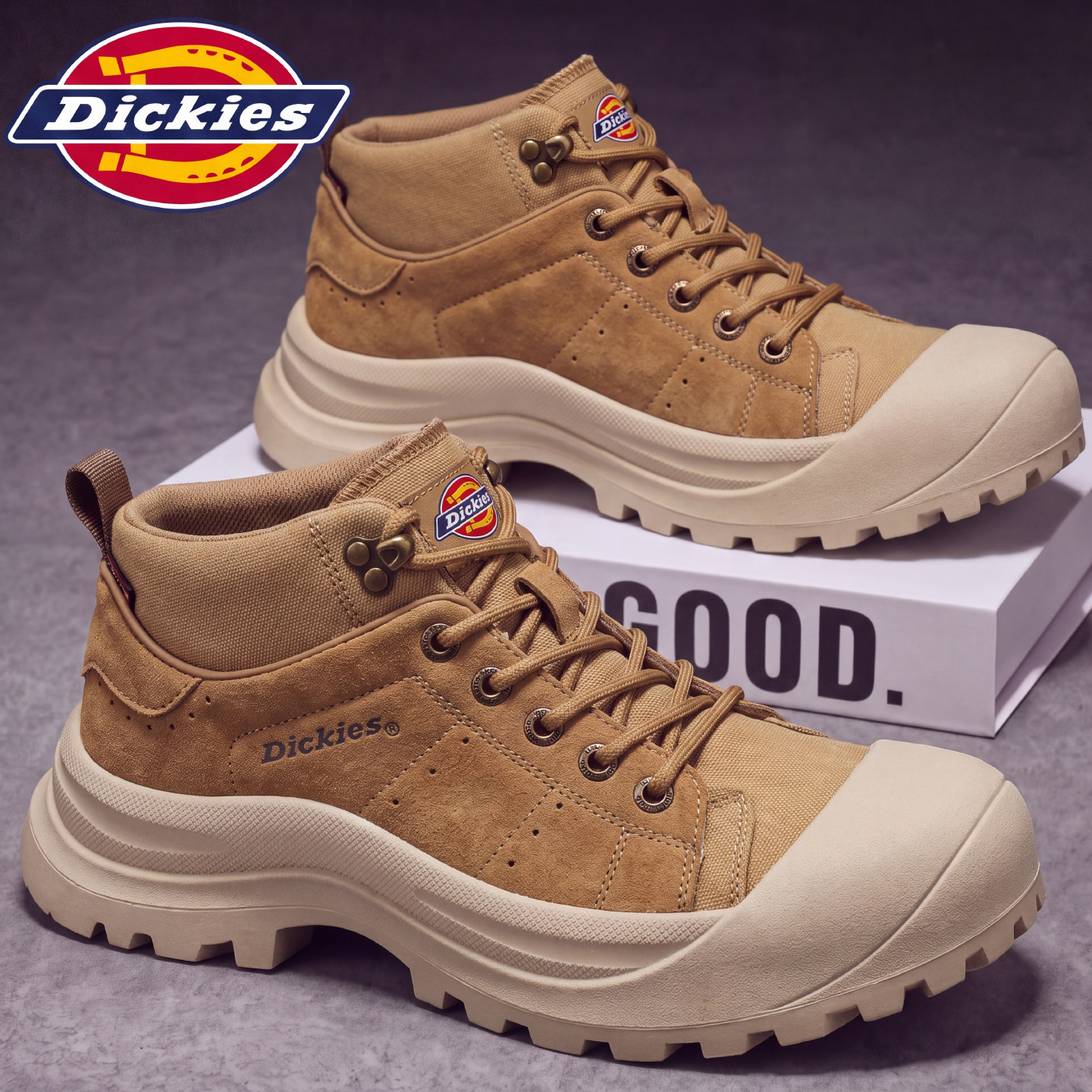 Dickies马丁靴男2026新款秋冬季高帮工装鞋男士户外登山大黄靴子主图