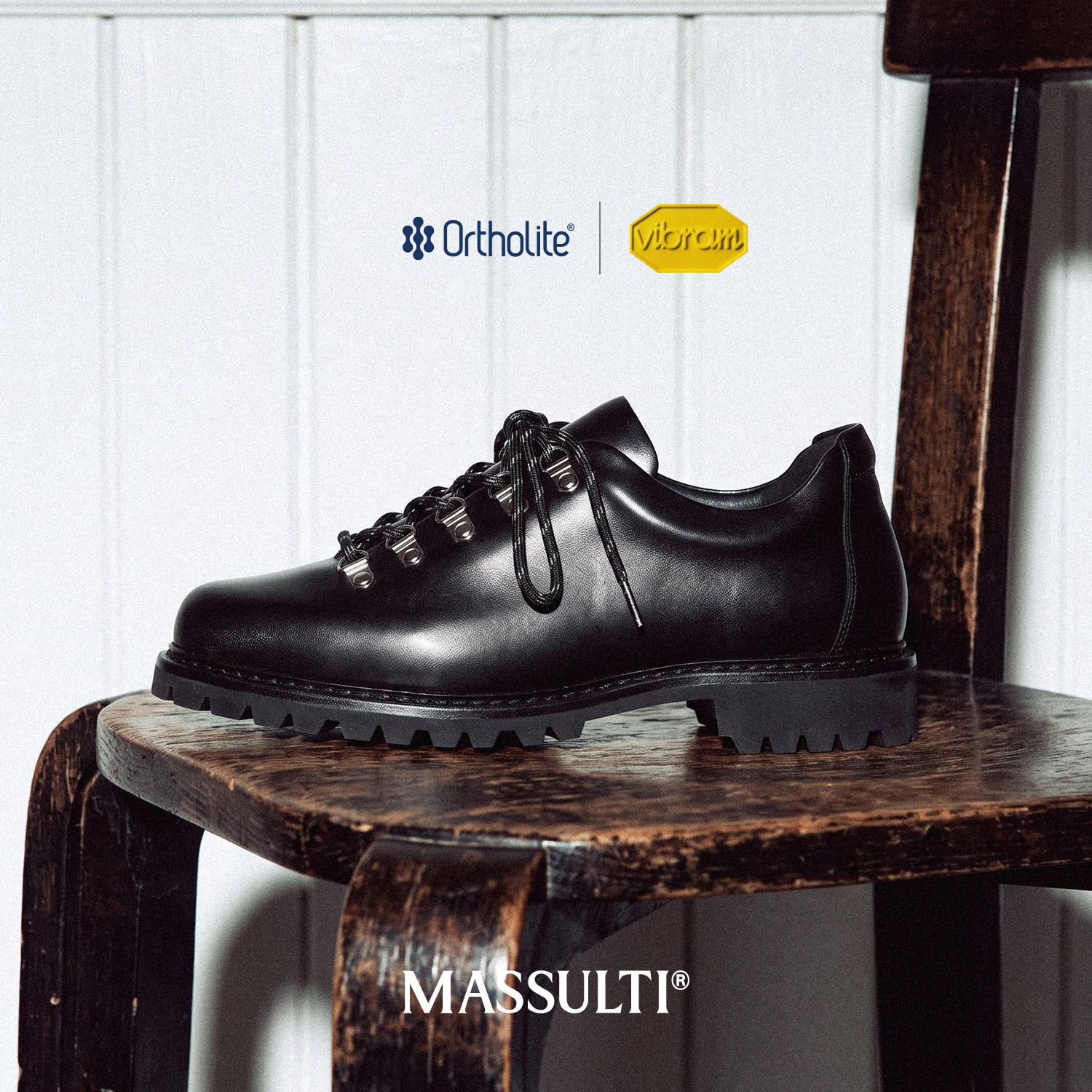 MASSULTI 意大利Vibram轻量化V底 小牛皮 复古时尚机能登山德比鞋主图
