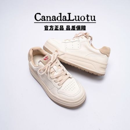 CanadaLuotu 【露丝同款】2026秋季新牛皮百搭厚底增高休闲小白6682
