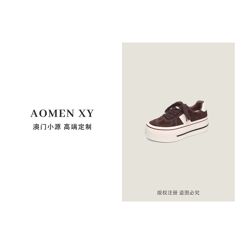 AOMENXY 跟高6厘米2026秋冬新款松糕厚底系带休闲鞋女9613主图