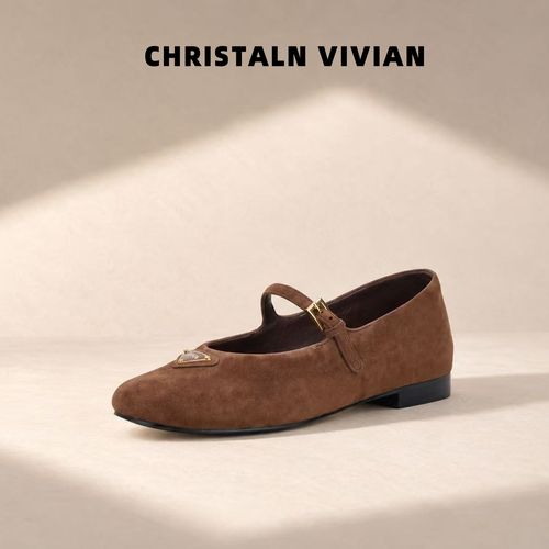 【希娜专属】CHRISTALN VIVIAN复古法式圆头一字扣浅口软底百搭玛丽珍芭蕾单鞋主图