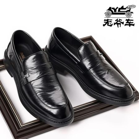 老爷车皮鞋男商务正装真皮春季透气男士休闲黑2025新款结婚新郎鞋