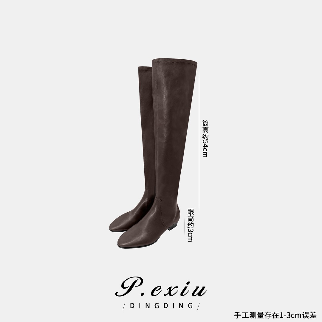 PanYiXiu/潘依绣【年度战靴】弹力植鞣羊皮尖头直筒过膝靴 STY26040主图