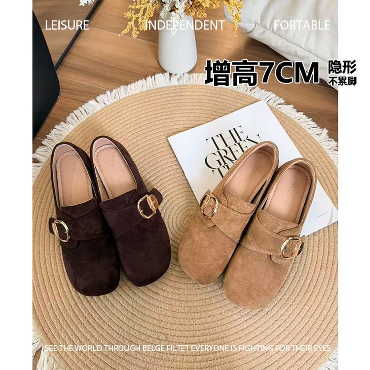 内增高勃肯鞋女2026冬季搭扣一脚蹬单鞋小个子隐形增高时尚女鞋主图