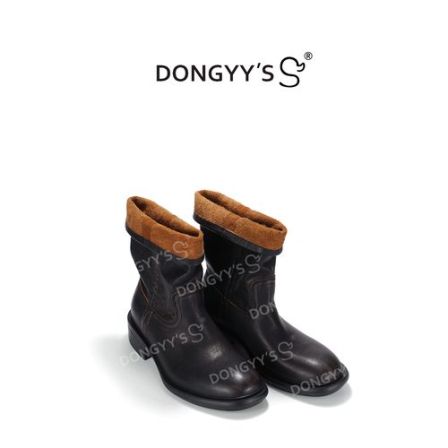 Dongyy's2026年新款复古擦色做旧水洗马皮圆头百搭两穿马丁靴短靴