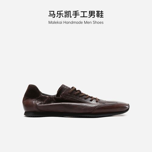 【意大利进口马皮】马乐凯无内衬系带一脚蹬休闲薄底德训鞋主图