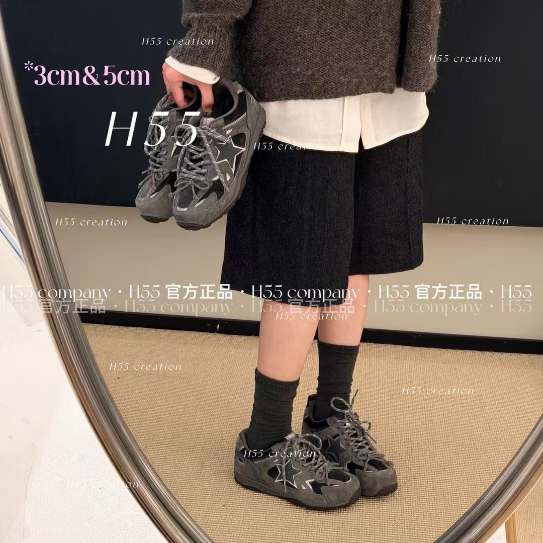 H55【H55粉丝专享】秋季绒面拼接加棉版防滑保暖星星老爹鞋63-3859主图