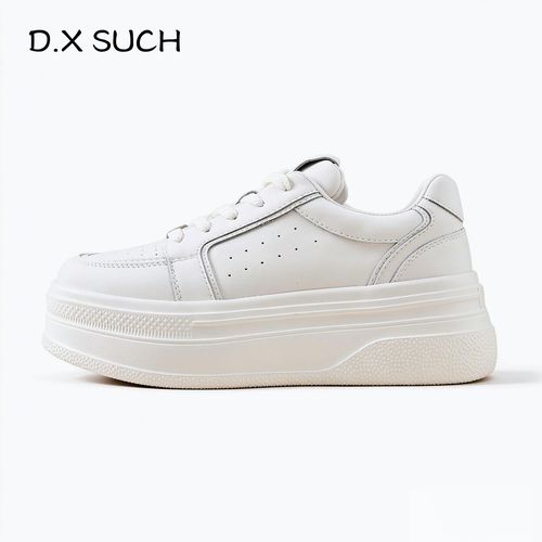 D.X SUCH真皮厚底小白鞋日常休闲百搭板鞋增高透气女鞋9001主图