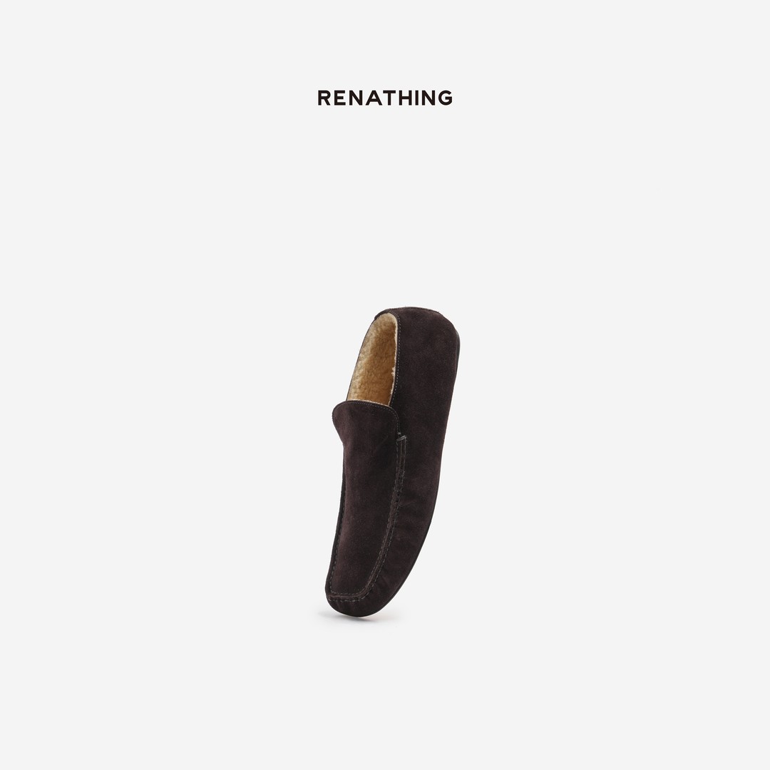 【睿心纳物】【RENATHING】平底缝线绒面方头乐福鞋主图