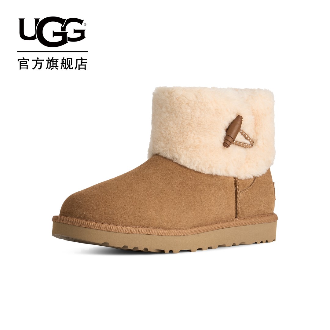 UGG冬季新款女士时尚舒适调节扣经典迷你短筒毛毛雪地靴1184010主图