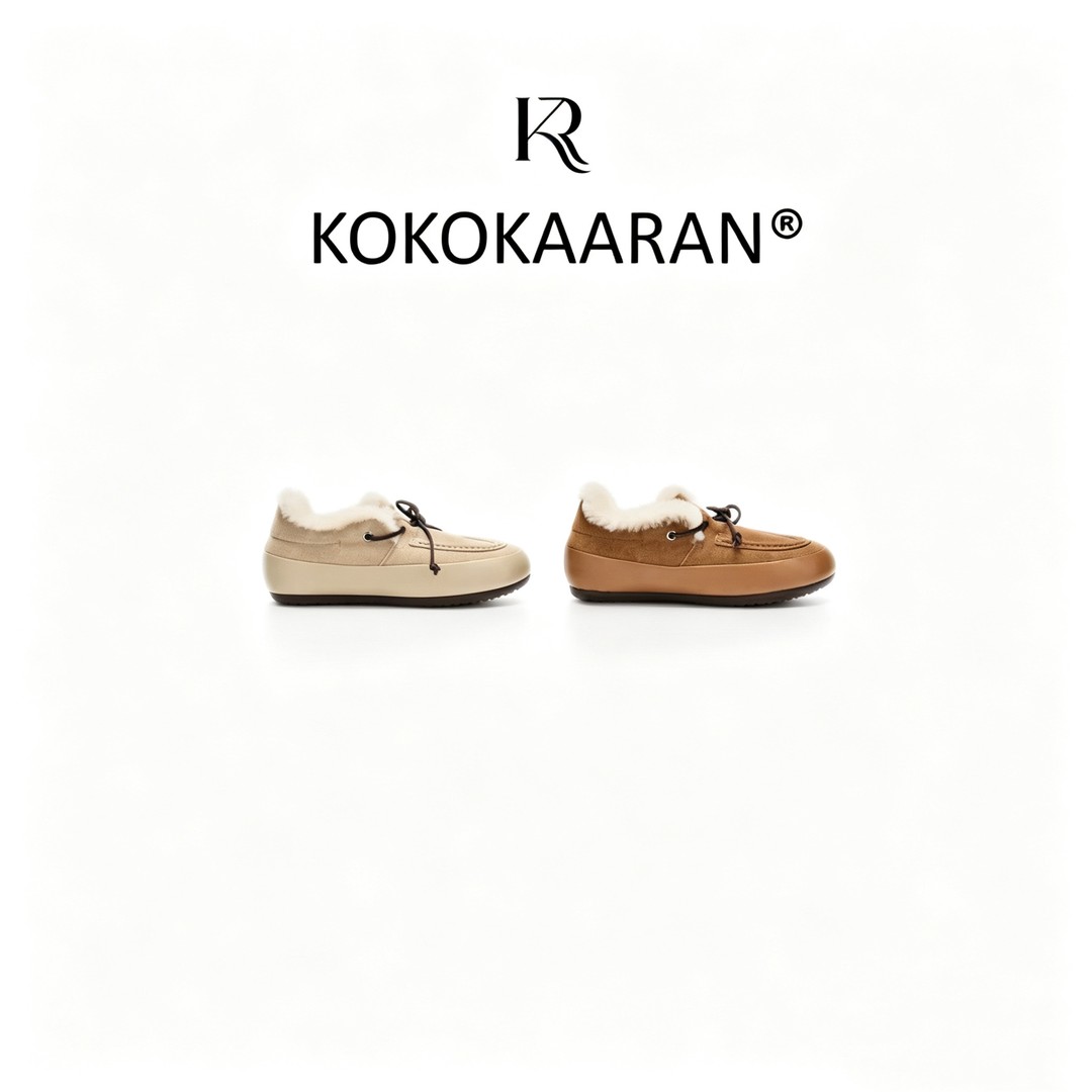 kokokaaran/可可咔伦"乐福雪地靴"牛皮磨砂感加绒鞋子26ss400主图