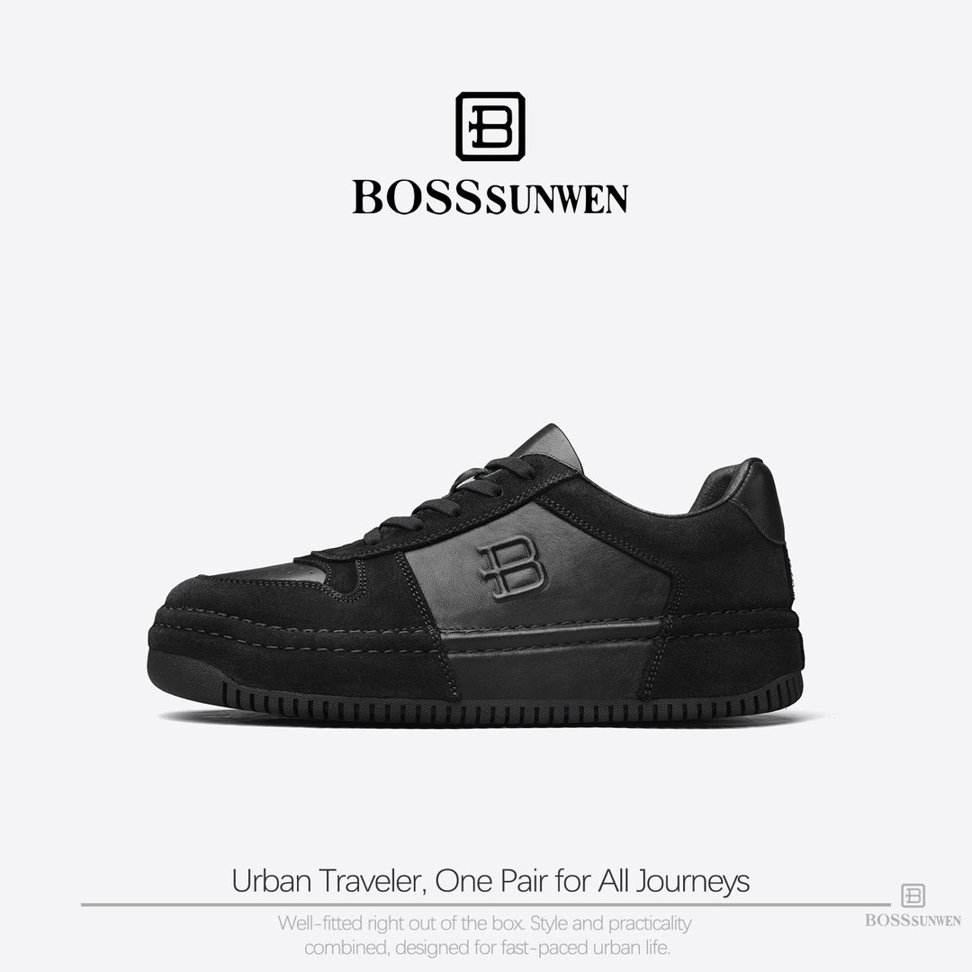 BOSSSUNWEN博斯绅威男鞋2026新款真皮休闲鞋男厚底商务鞋子驾车鞋主图