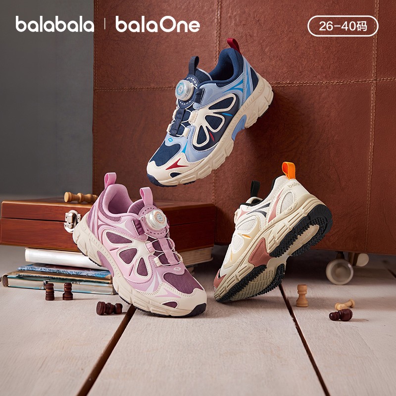 【balaOne】巴拉巴拉男童女童加绒运动鞋儿童2026冬新透气网布鞋主图