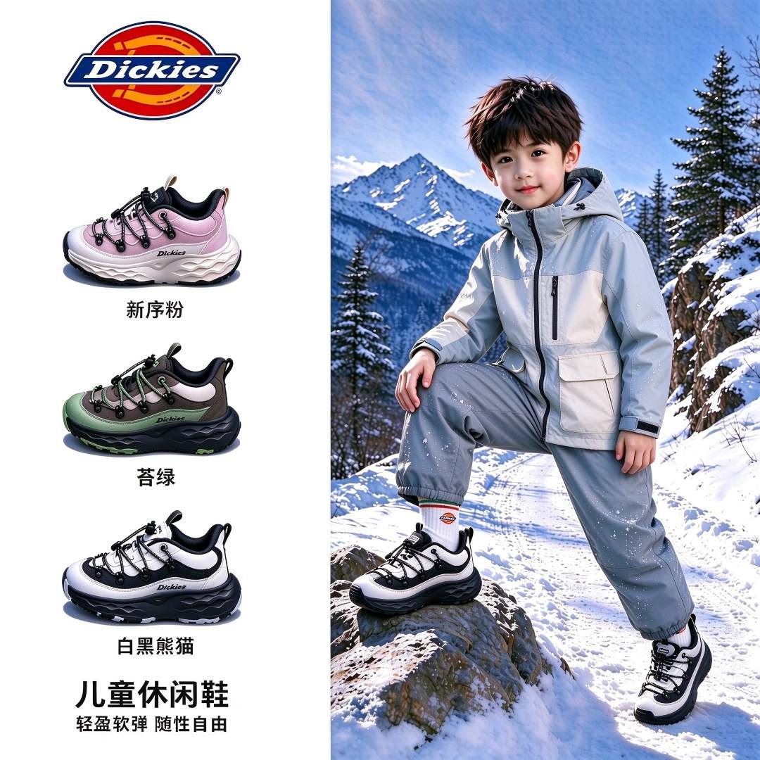 Dickies儿童秋冬户外山地机能鞋百搭厚底运动鞋潮流舒适休闲童鞋主图