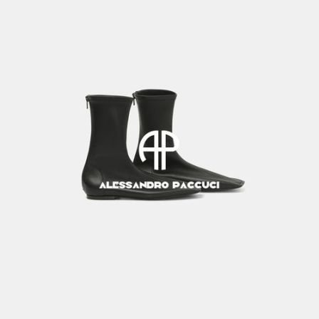 AP｜洛哥 羊皮方头平底后拉链纯色气质时尚百搭简约短靴64083XH
