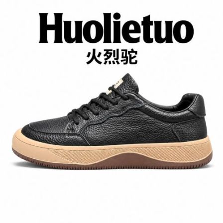 秋季新款休闲鞋牛皮休闲复古百搭户外软底时尚软底软面男鞋2306黑