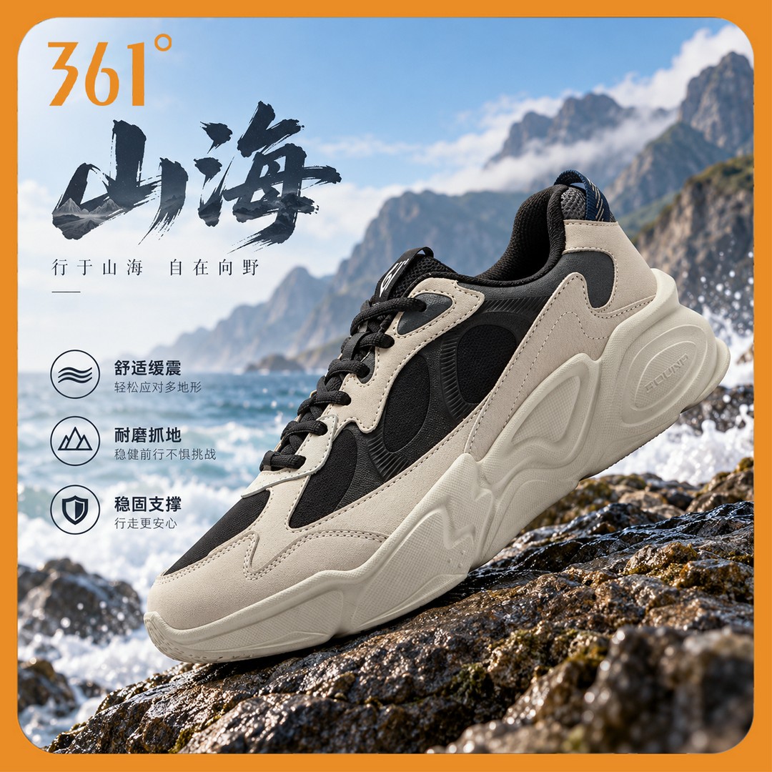 【山海】宽宣男鞋2026新款山系户外厚底防滑耐磨运动鞋-BY主图