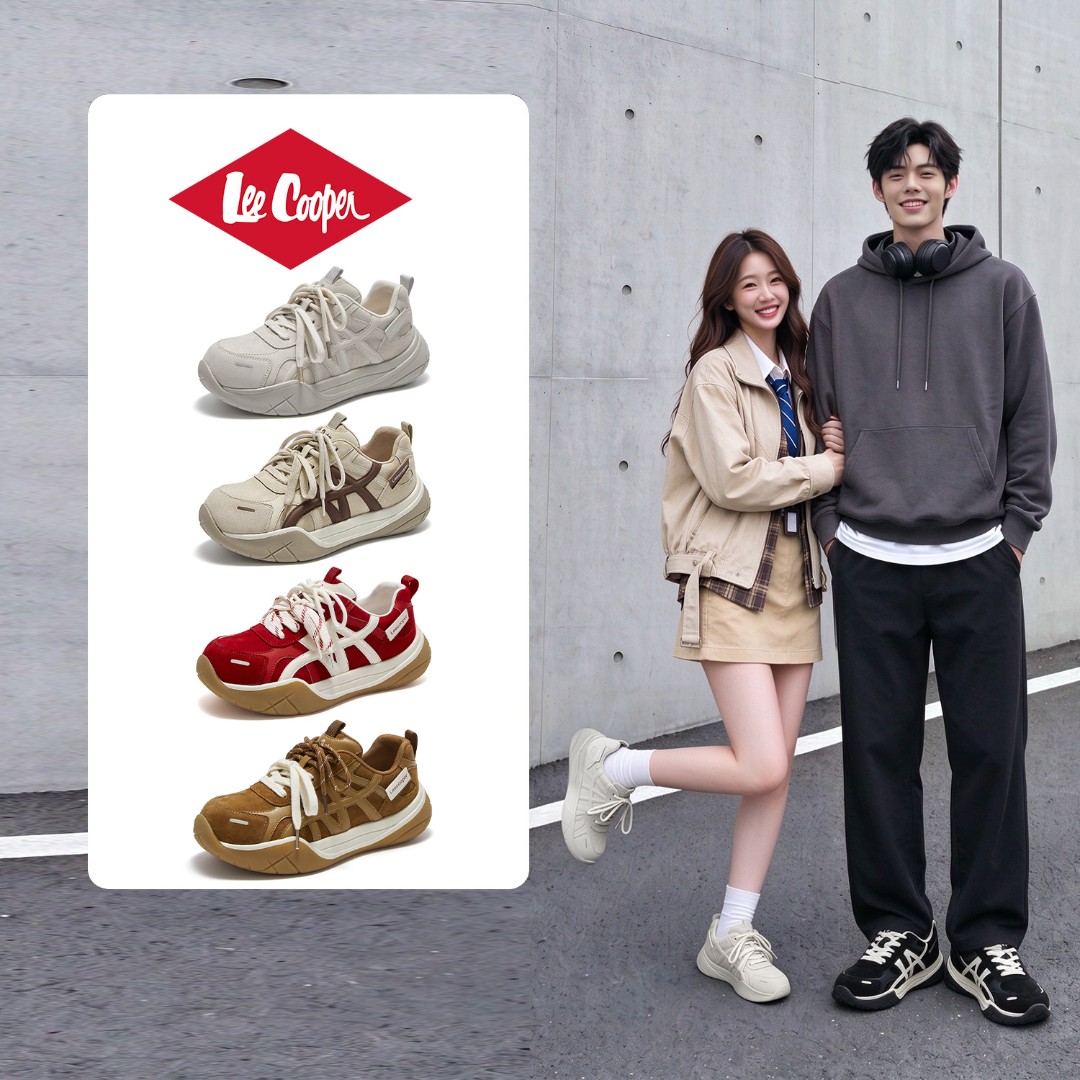 LEE COOPER【云步】燕麦格雷男女同款2026秋冬休闲德训阿甘鞋主图