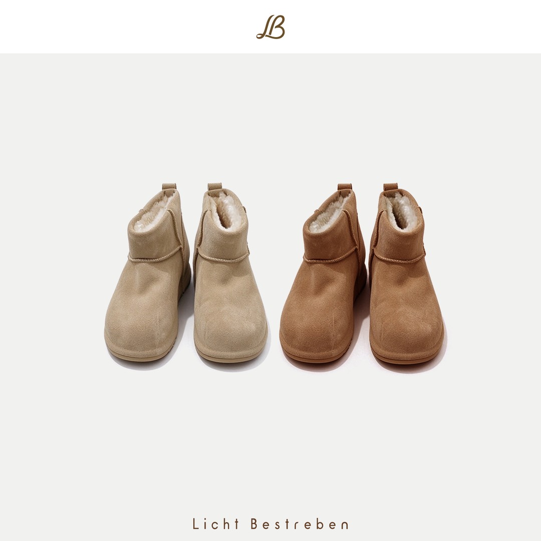 Licht Bestreben 刘一一"墩墩增高靴"牛皮加绒短筒鞋子LB2D0522主图