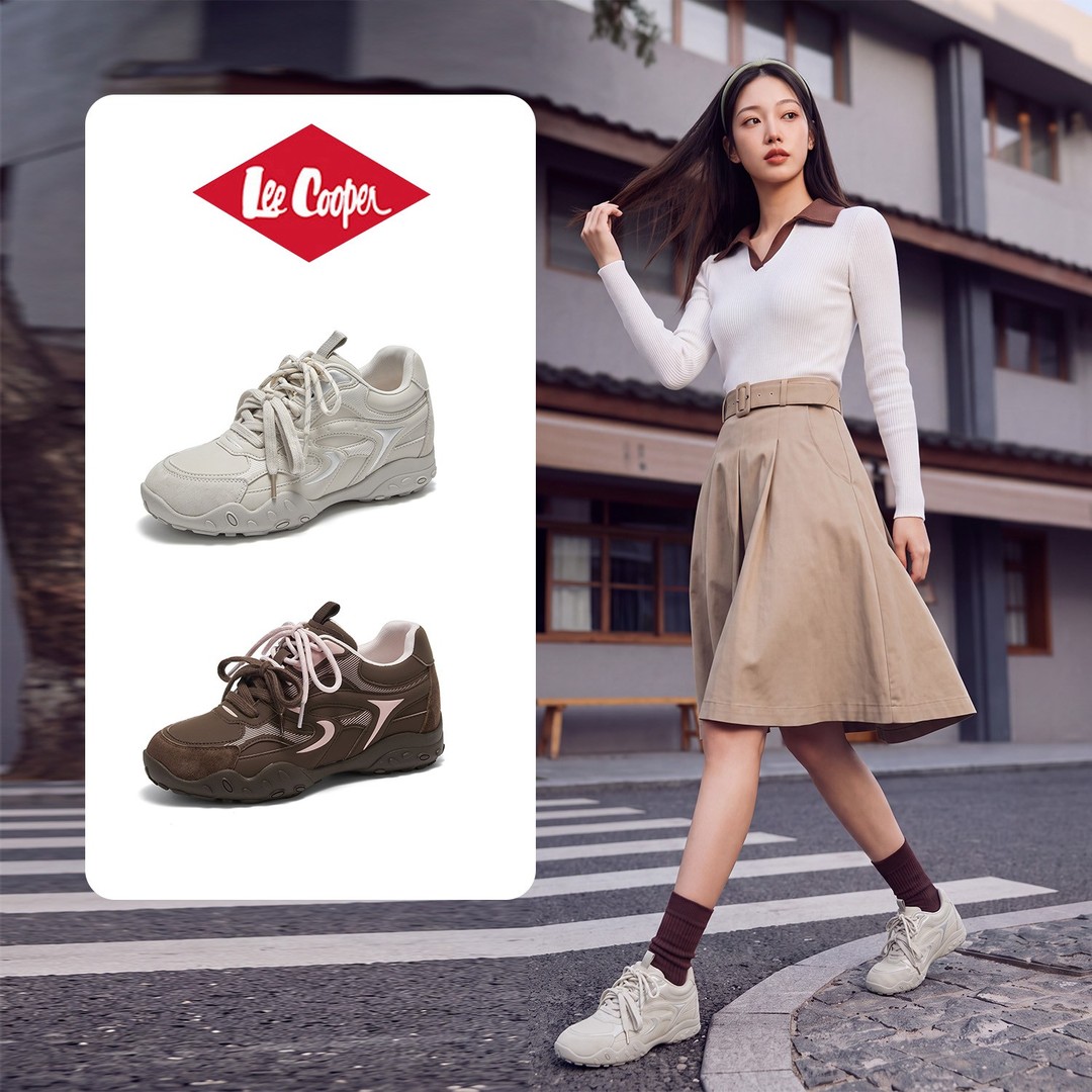 LEE COOPER【月光曲奇】厚底德训鞋女鞋2026秋新款百搭休闲运动鞋子主图