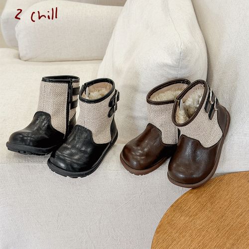「Z CHILL」女小童冬英伦风软底休闲靴加绒保暖马丁靴短靴BD63695主图