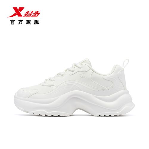 【金其专属】特步云朵鞋女秋季革面小个子厚底增高老爹鞋-ZG主图