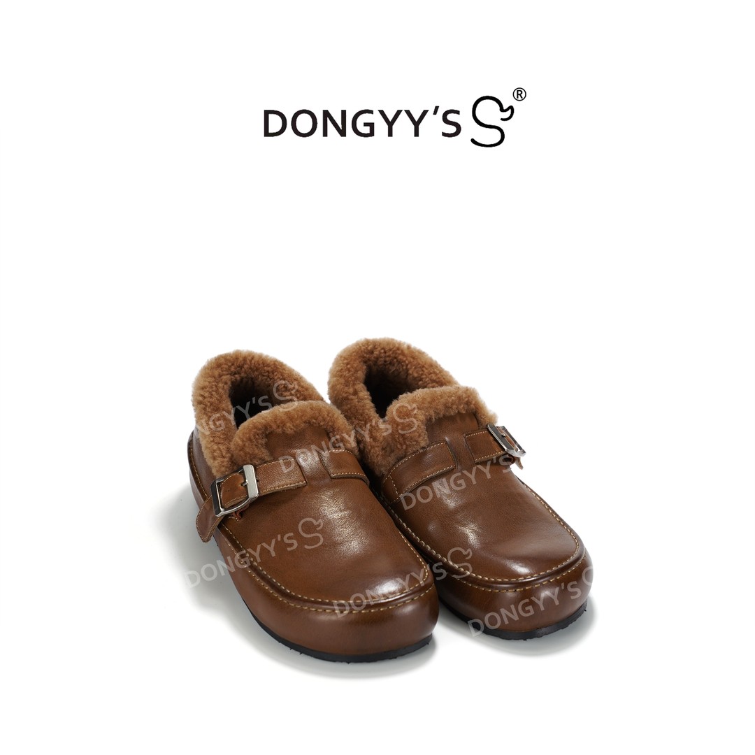 Dongyy's2026年新款老钱风马皮勃肯羊皮毛一体平底百搭保暖鞋主图