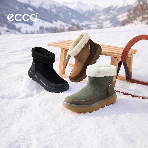 ECCO爱步女鞋 26冬季新款防滑厚底保暖加厚棉鞋雪地靴 雪境243313主图