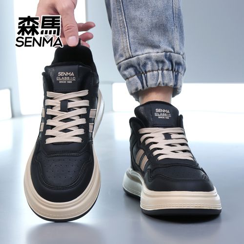 SENMA/森马男鞋厚底板鞋秋冬皮面轻奢休闲运动鞋情侣款增高小白鞋主图