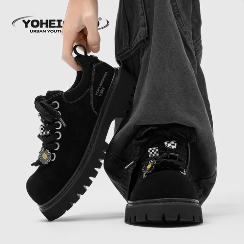 "YOHEI"小雏菊配饰厚底增高时尚德比鞋男女潮流休闲工装风百搭鞋主图
