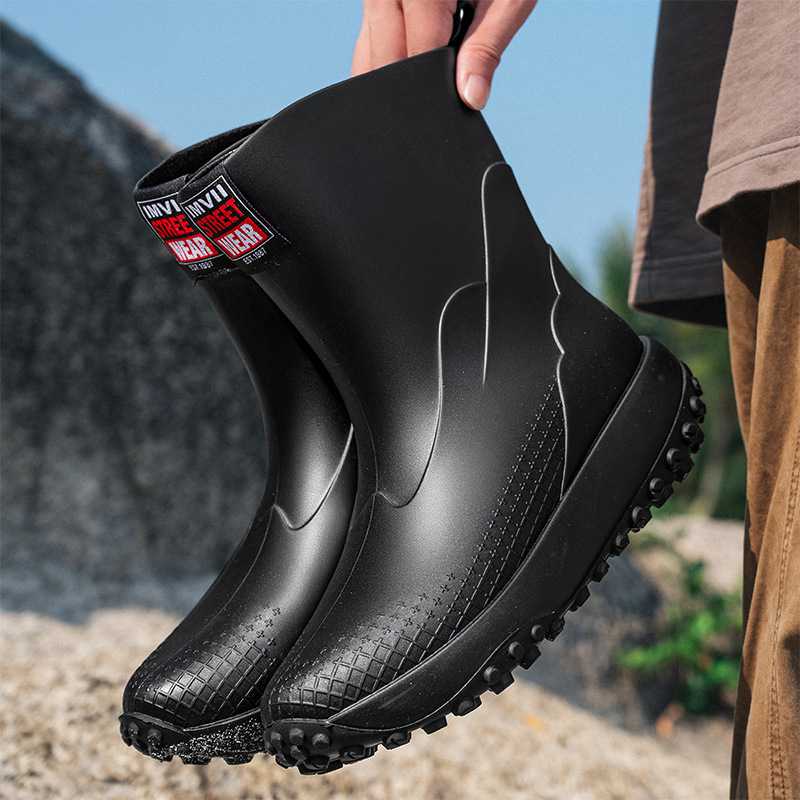 中筒雨鞋男款防水鞋骑手外卖员雨靴防滑加厚耐磨短筒水靴户外钓鱼主图