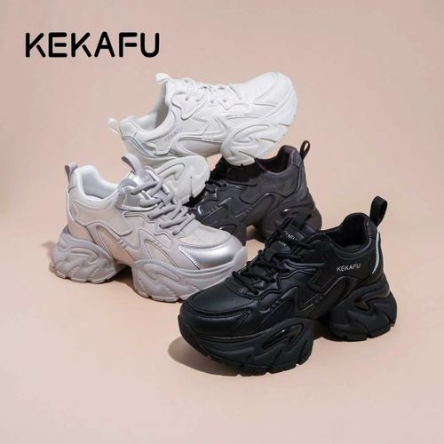 KEKAFU/珂卡芙【隐形增高9CM】皮面百搭厚底2026老爹鞋新款ins时尚主图