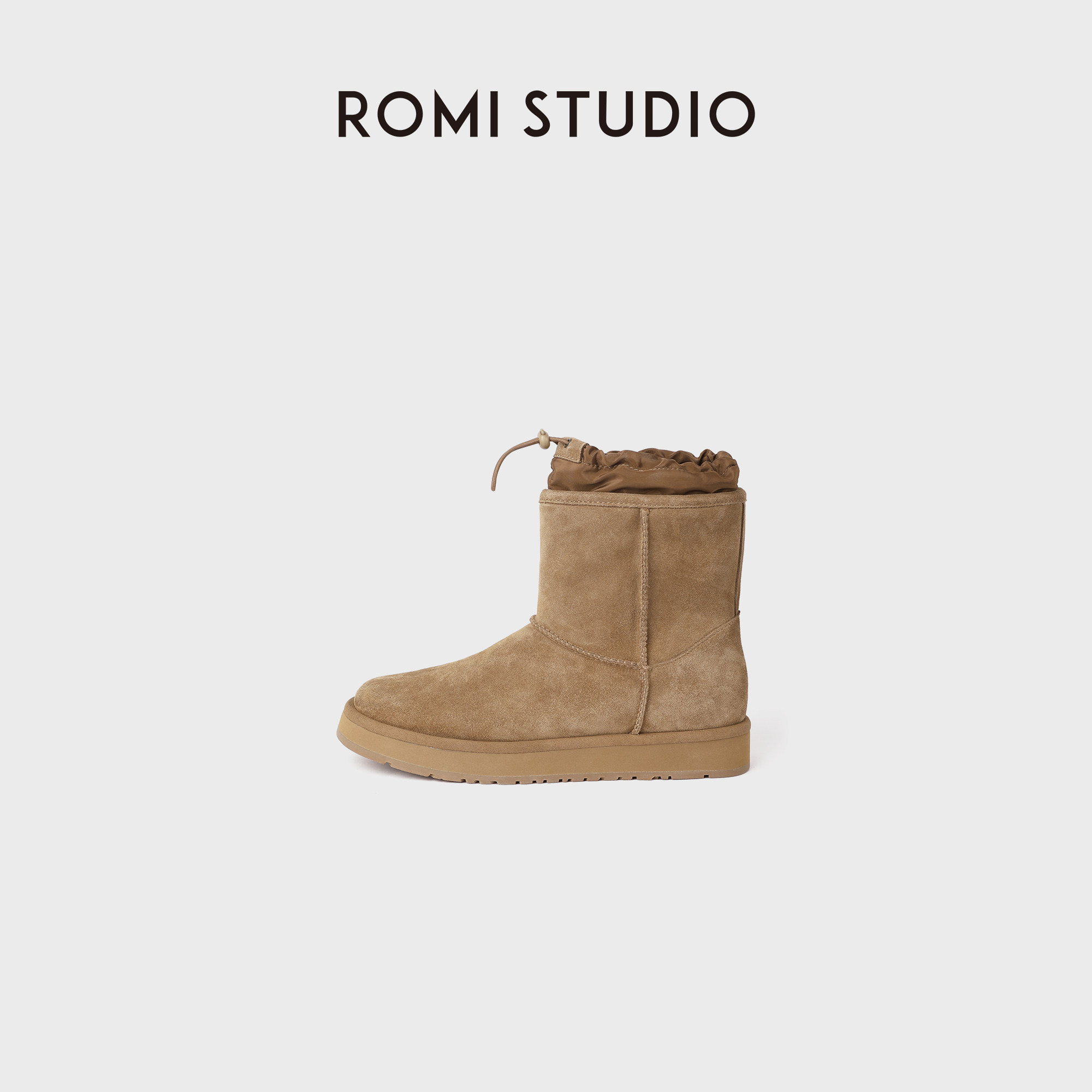 ROMI STUDIO 高丝光牛反绒真皮+全羊毛里中筒雪地靴 RWDWPQ5211主图