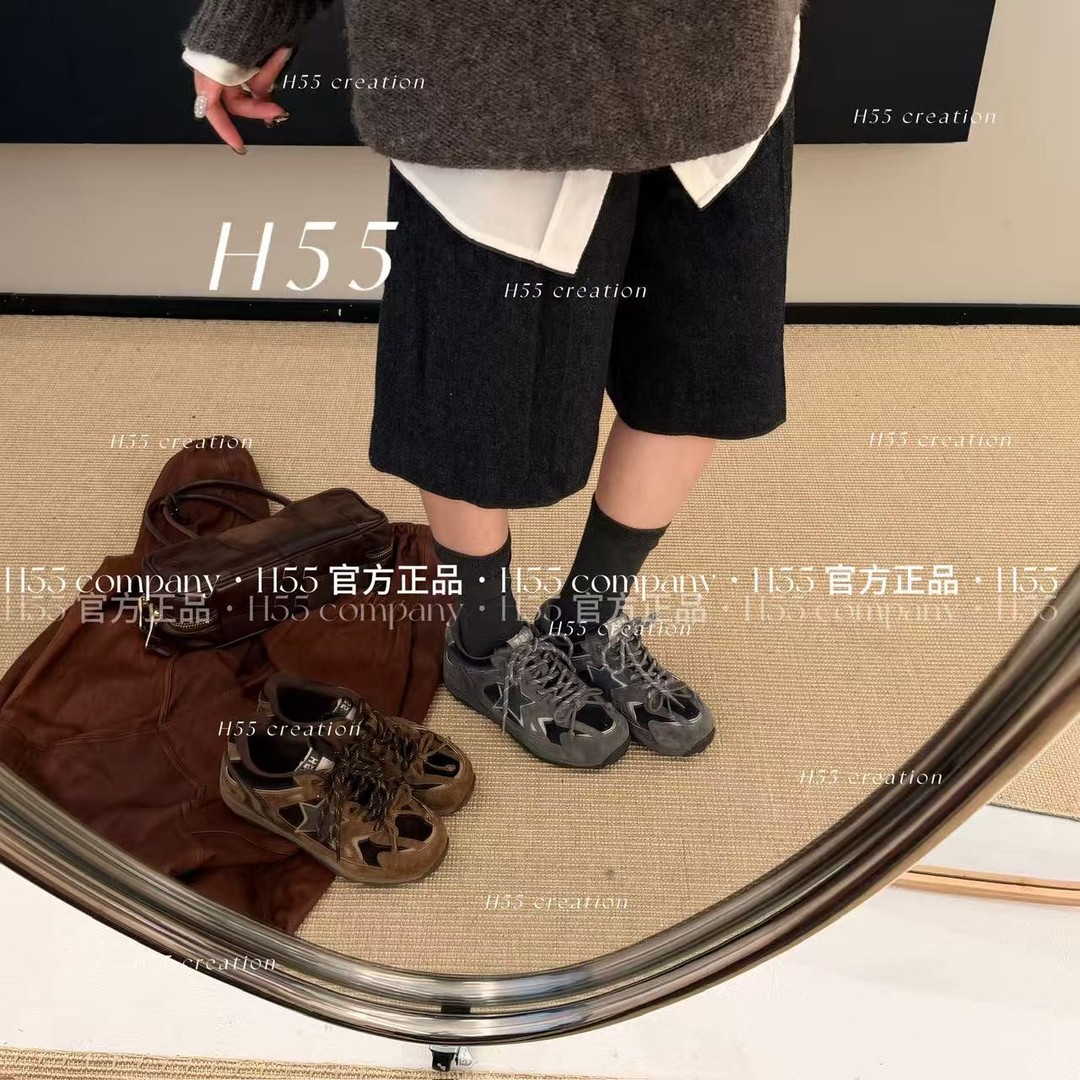 【大锅阿】H55秋季绒面拼接加棉版防滑保暖星星老爹鞋63-3859-pp主图