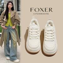 【FOXER】加绒小白鞋女款百搭轻便运动休闲鞋厚底板鞋主图