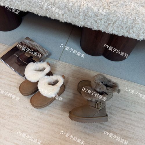 MZ经典/返场/百搭/儿童冬季加绒加厚百搭保暖翻边中筒雪地靴X845主图