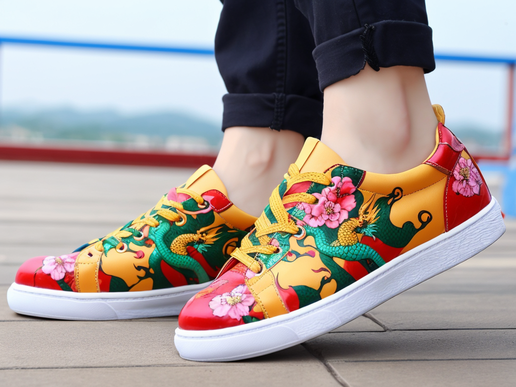 设计的花鸟龙纹鞋作品-惠利玛